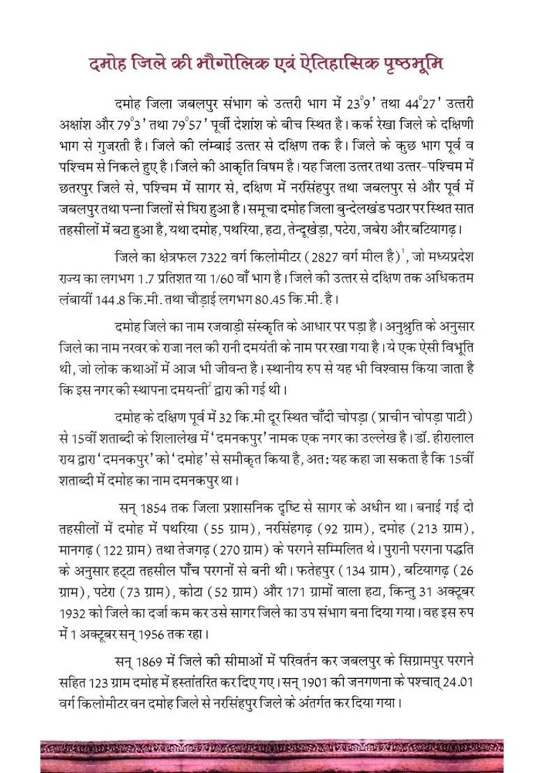 Archaeology Of Damoh District Based On Village Wise Survey - Indya