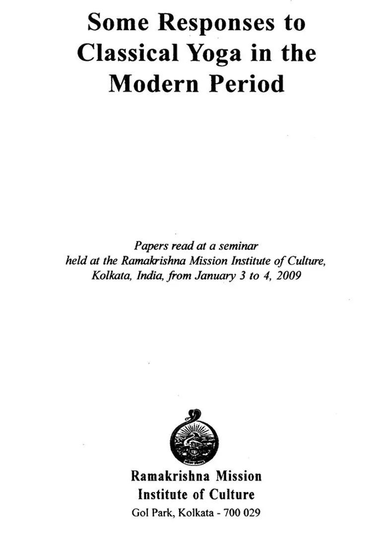 Some Responses To Classical Yoga In The Modern Period - Indya
