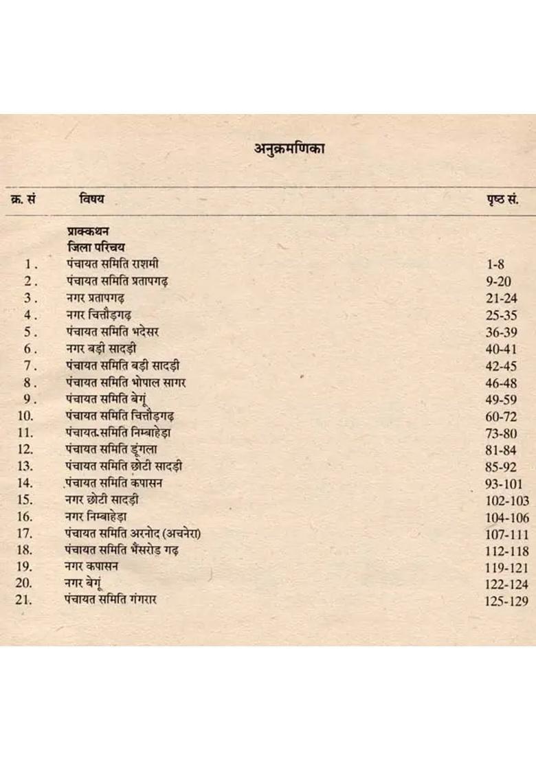 District Wise Cultural Survey Chittorgarh - Indya
