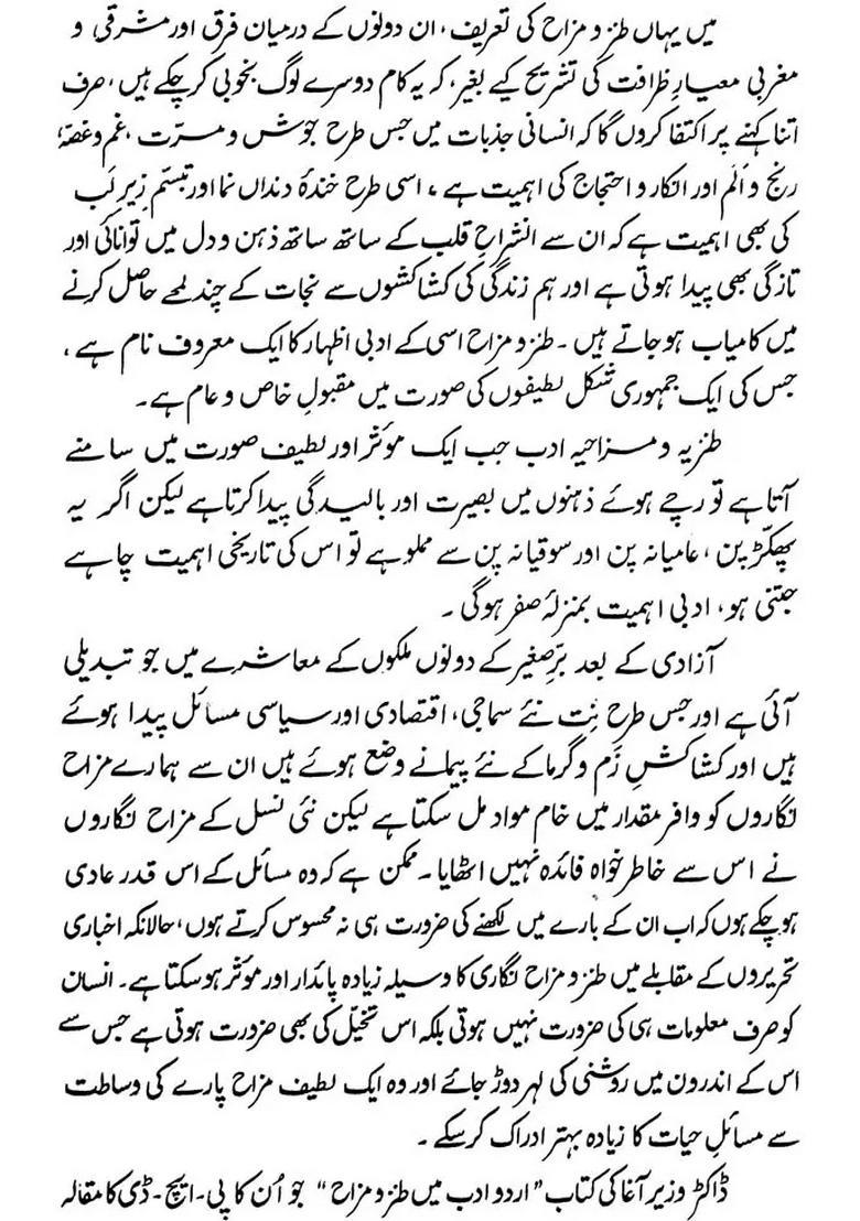 Azadi Ke Baad Urdu Nasr Mein Tanzomizah - Indya