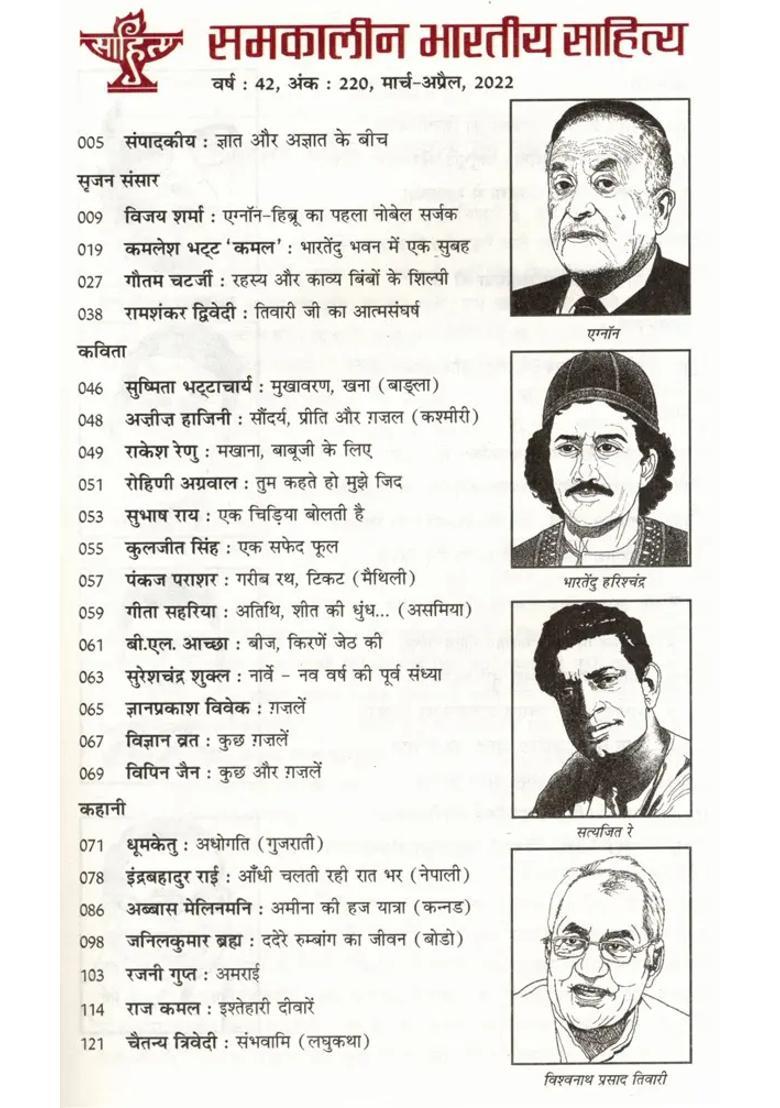 Contemporary Indian Literature Bimonthly Magazine Of Sahitya Akademi Year Issue Marchapril - Indya