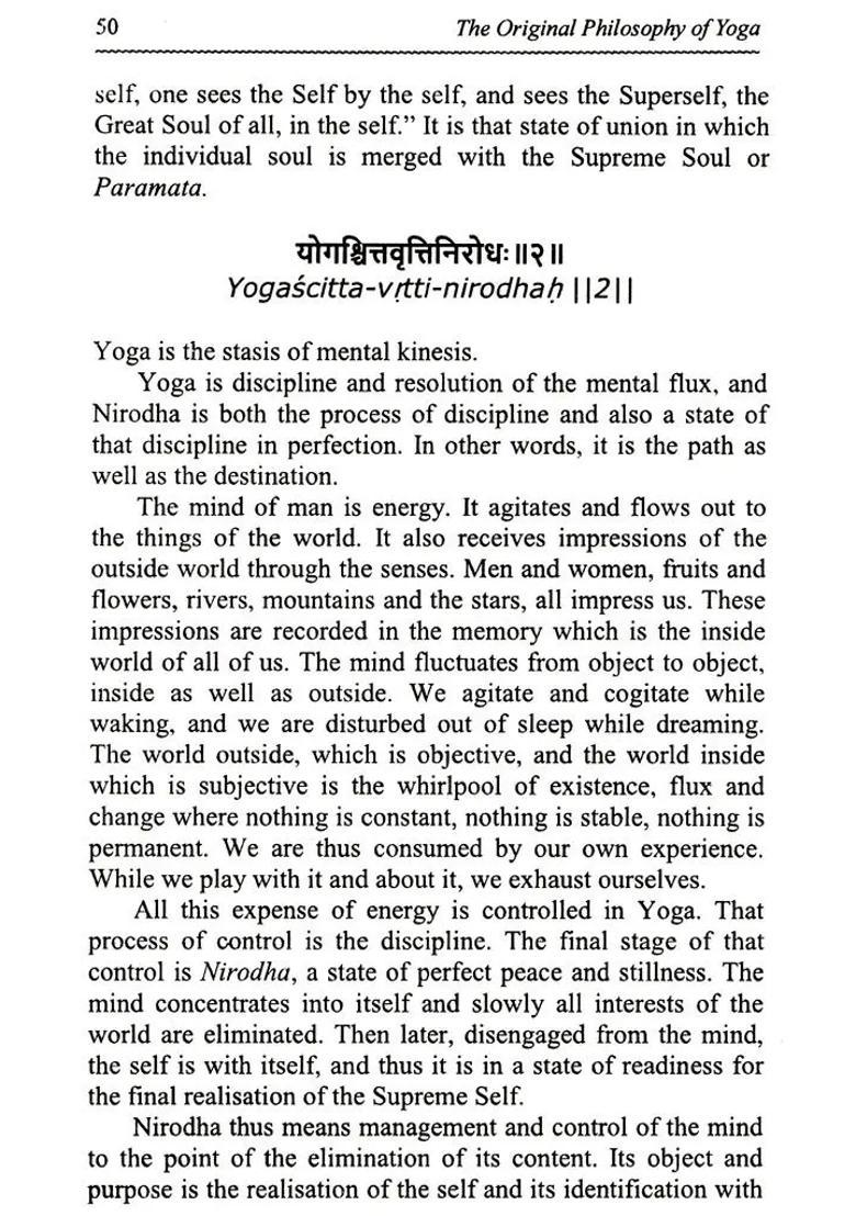 The Original Philosophy Of Yoga The Yogasutras Of Patanjali - Indya