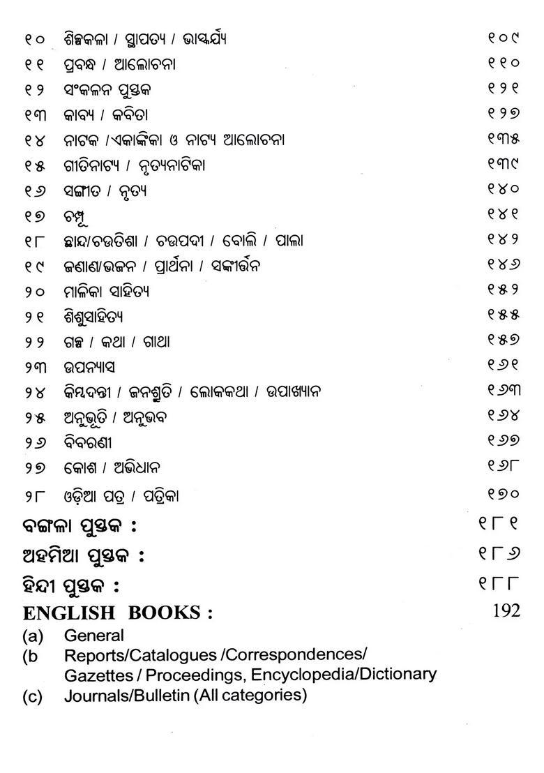 Bibliographic Survey Of Shri Jagannatha Catalogue Oriya - Indya