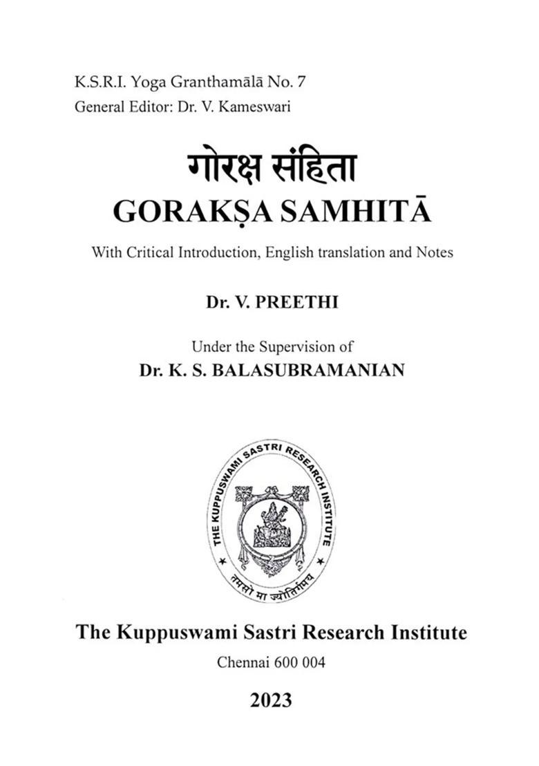 Goraksa Samhita With Critical Introduction English Translation And Notes - Indya