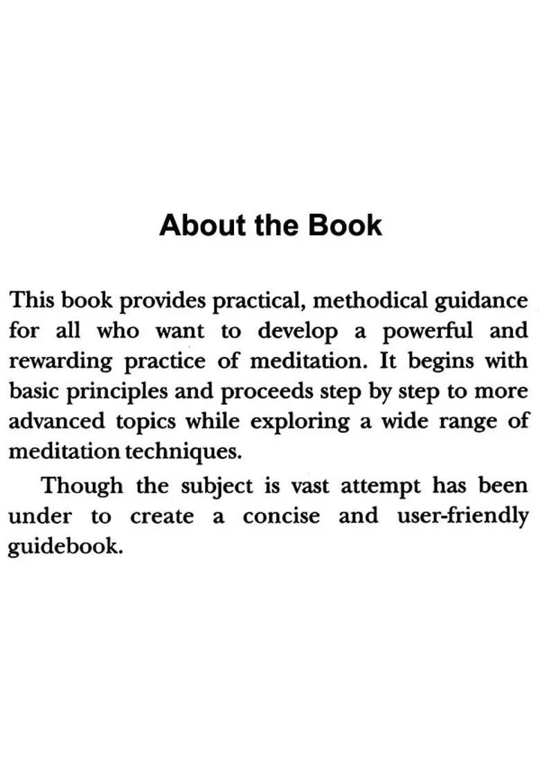 Meditation A Practical Guidebook Based On The Teachings Of Vedanta Bhagavad Gita And Yoga Sutras - Indya