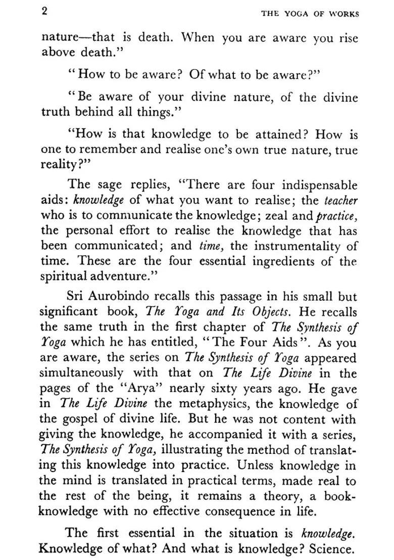 The Yoga Of Works Based On Sri Aurobindos Synthesis Of Yoga - Indya