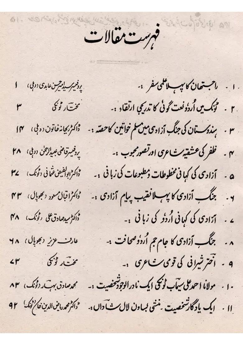 Journal Arabic And Persian Research Institute Volxvii Urdu An Old And Rare Book - Indya