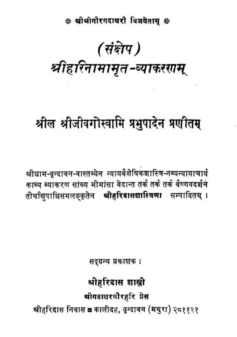 Sri Harinamamrita Vyakaranam An Old And Rare Book - Indya