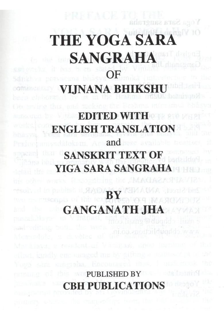 The Yoga Sara Sangraha Of Vijnana Bhikshu - Indya