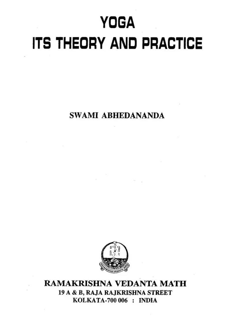 Yoga Its Theory And Practice - Indya