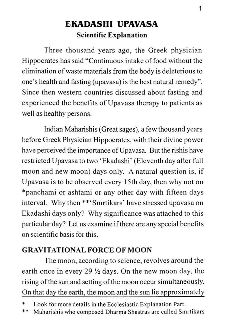 Ekadashi Upavasa Fasting A Pathway To Spiritual Progress With Scientific Medical And Ecclesiastic Explanation - Indya