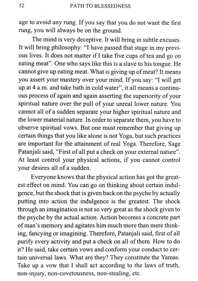 Path To Blessedness Quintessence Of The Ashtanga Yoga Of Sage Maharishi Patanjali - Indya