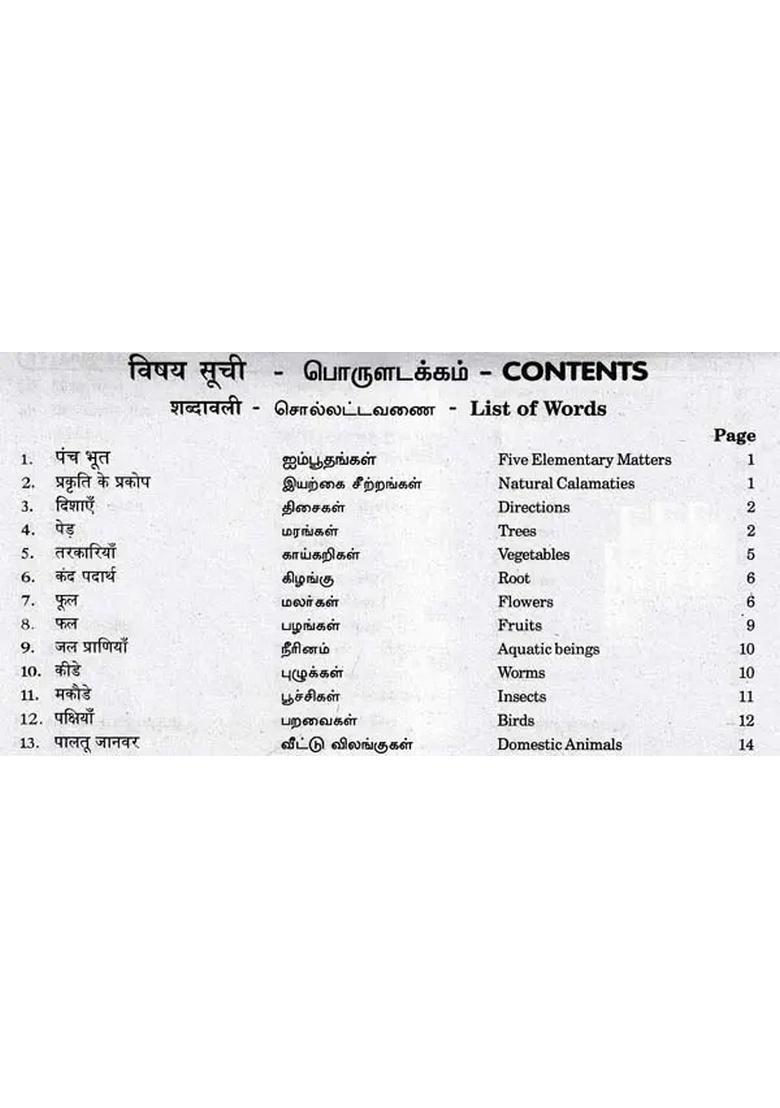 Trilingual Vocabulary Hindienglishtamil With Pronunciation - Indya