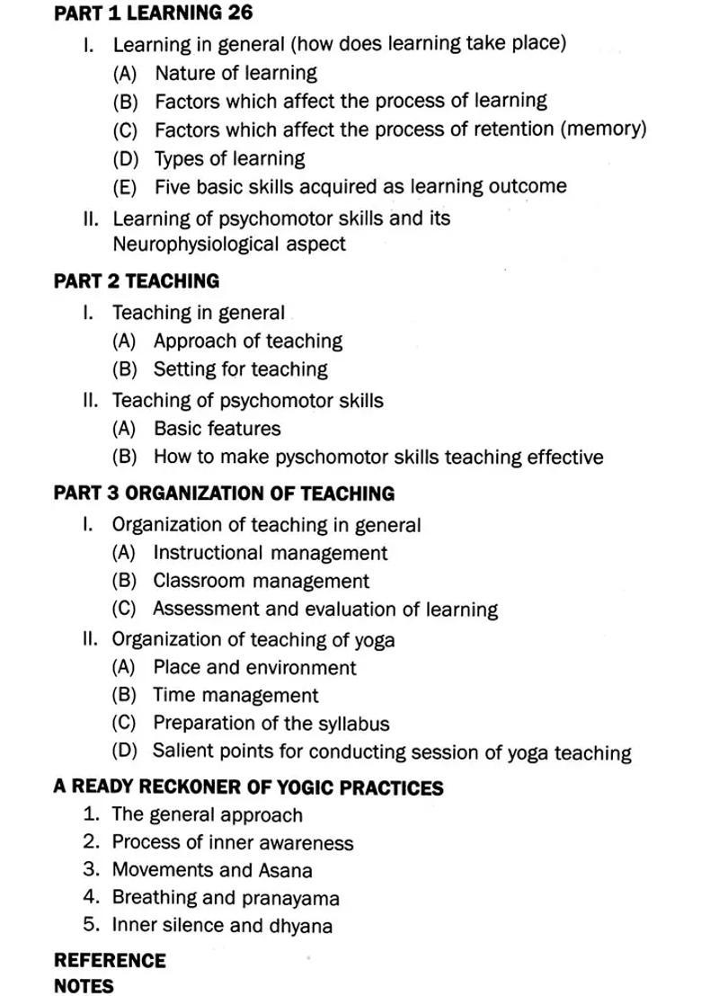 Notes On Basic Principles And Methods Of Teaching As Applied To Yogic Practices And A Ready Reckoner Of Yogic Practices - Indya