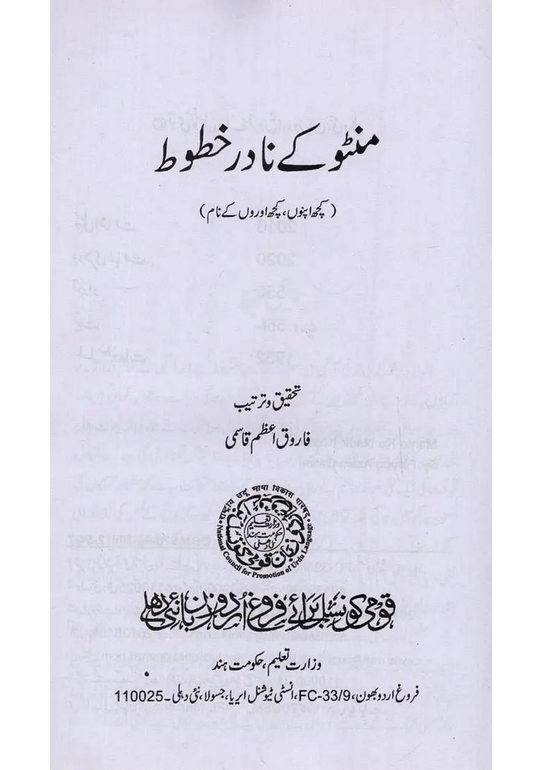Manto Ke Nadir Khatoot In Urdu - Indya