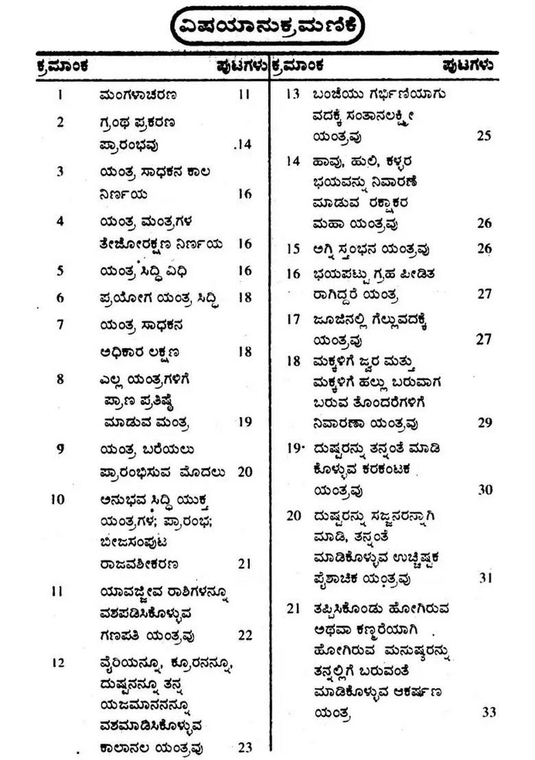 Yantra Chintamani Kannada - Indya