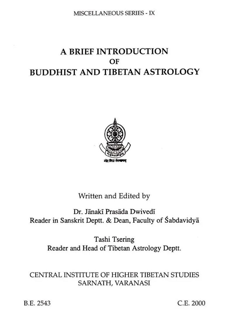 A Brief Introduction Of Buddhist And Tibetan Astrology An Old And Rare Book - Indya