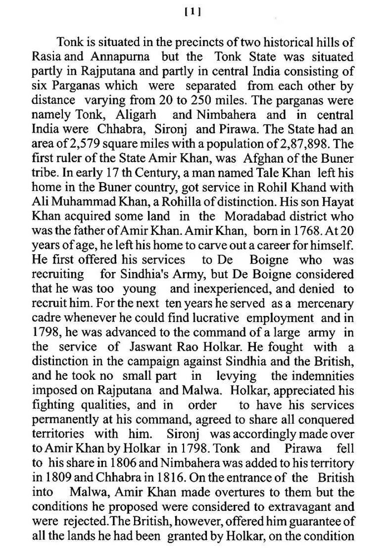 A Short Account Of Tonk State And Its Rulers Urdu - Indya