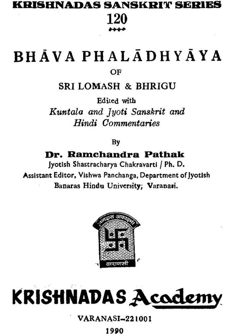 Bhava Phaladhyaya Of Sri Lomash Bhrigu An Old Book - Indya