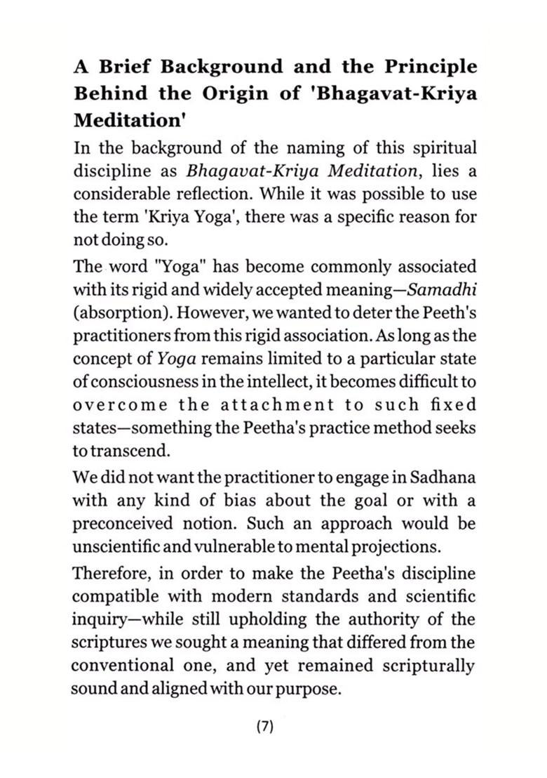 Bhagavat Kriya Meditation A Divine Process Of Discovery And Unfoldment Of Ones True Existence And Consciousness - Indya