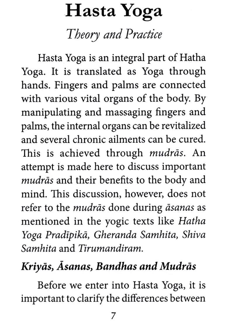 Hasta Yoga Theory And Practice - Indya