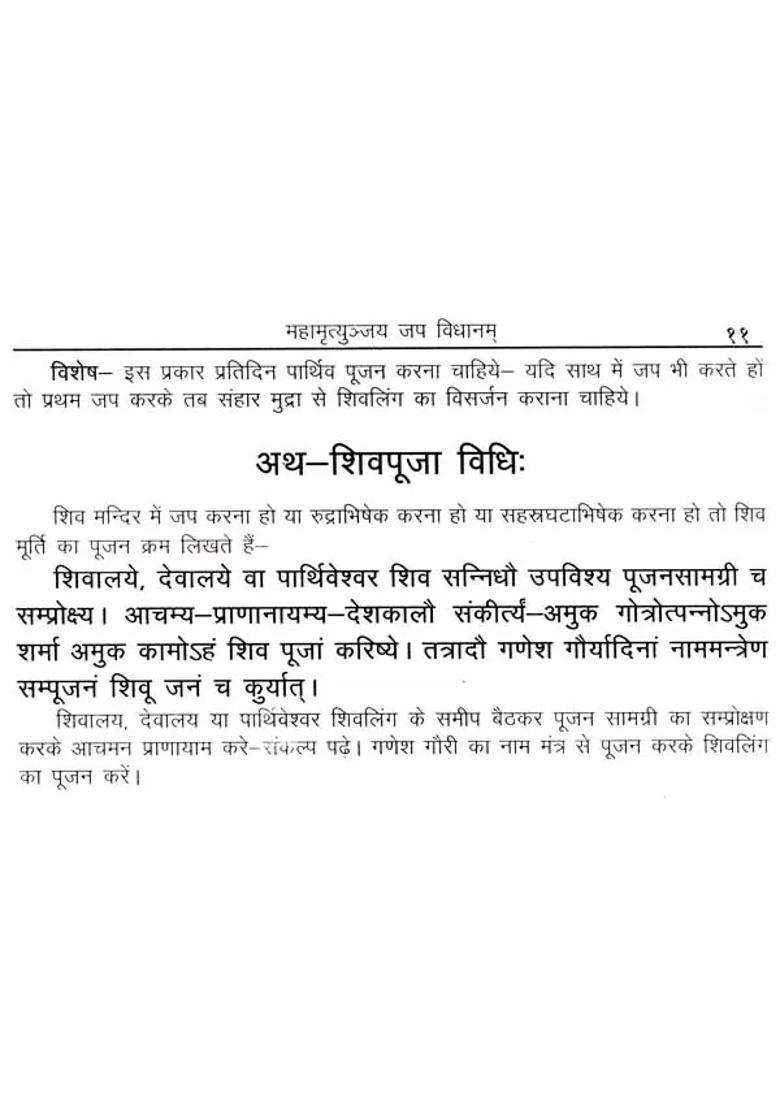 Mahamrityunjaya Japa Vidhi Hindi Bhasha Tika Sahitam - Indya