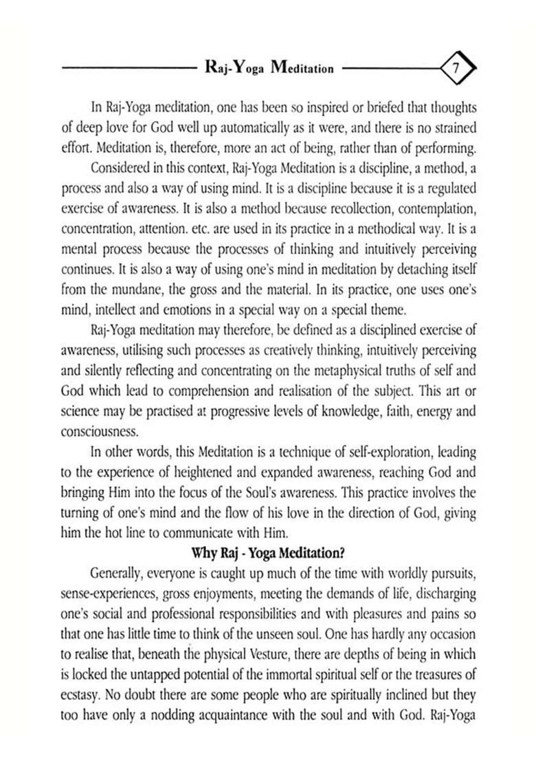 Raj Yoga Meditation The Science Of Peace And Of Social Economic And Overall Development - Indya