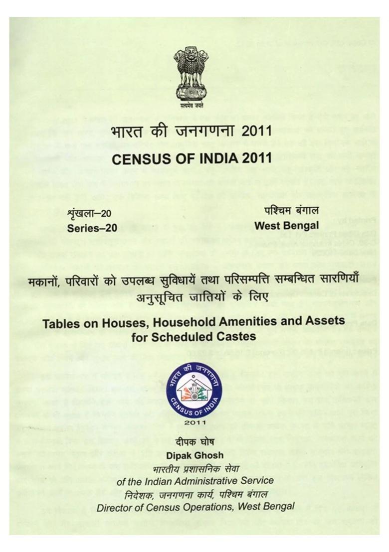 Census Of India Tables On Houses Household Amenities And Assets For Scheduled Castes West Bengal Series - Indya
