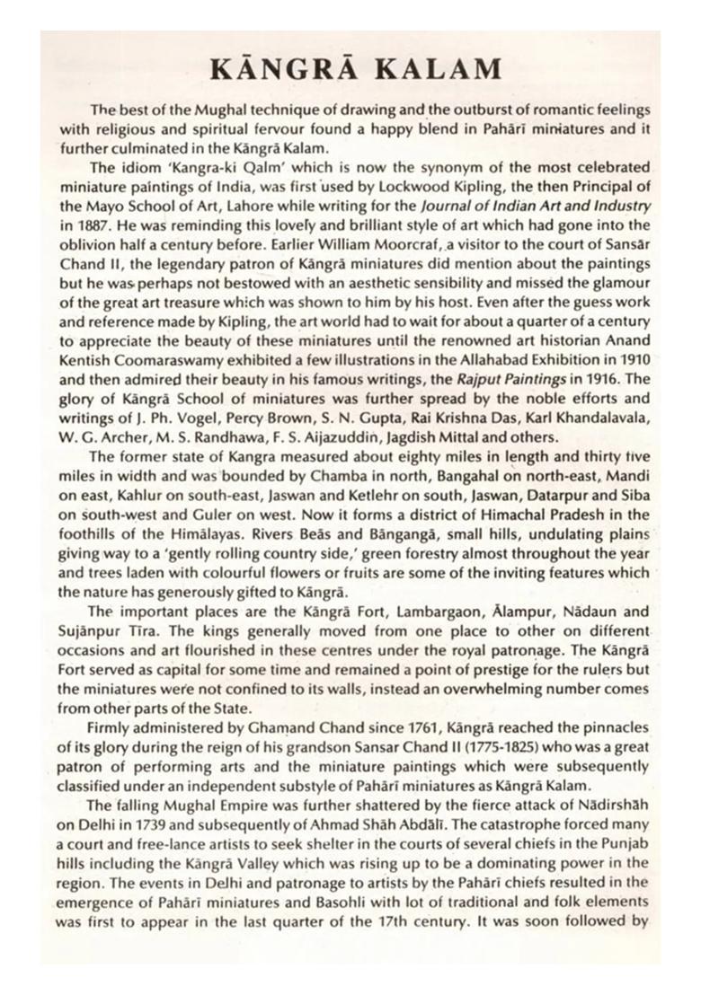 Kangra Kalam : Album of Art Treasures (Series Five, Portfolio) - Indya