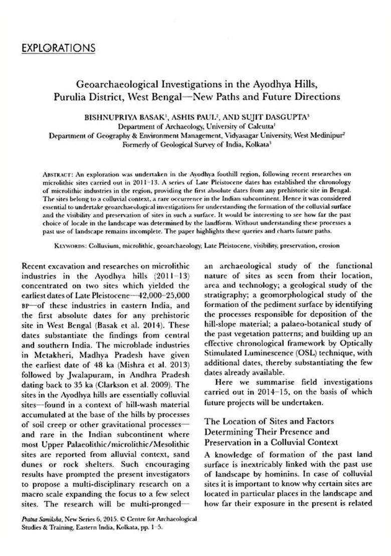 Pratna Samiksha: A Journal of Archaeology (Rajivlochan Temple, A Newly Reported Varaha Image from South Bihar) Volume-6, 2015 - Indya