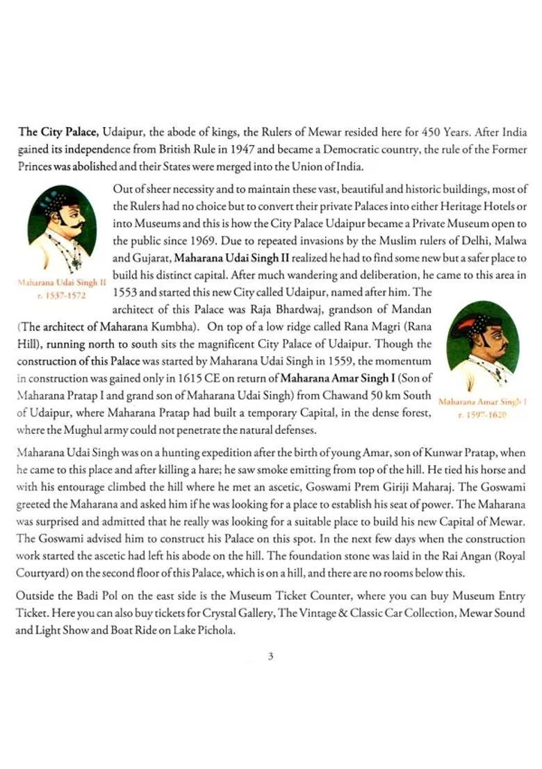 A Walk Through History- The Official Guide Book of The City Palace Museum Udaipur - Indya