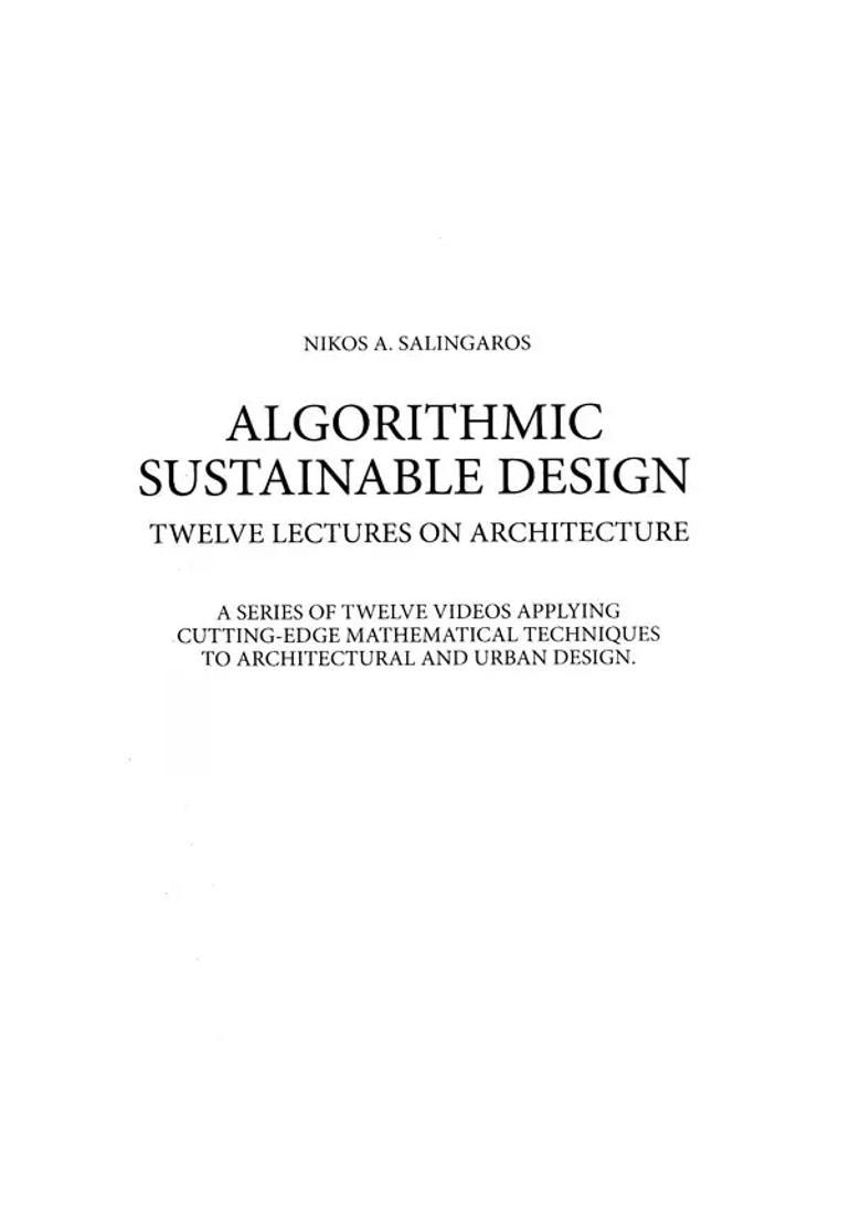 Algorithmic Sustainable Design- Twelve Lectures on Architecture - Indya
