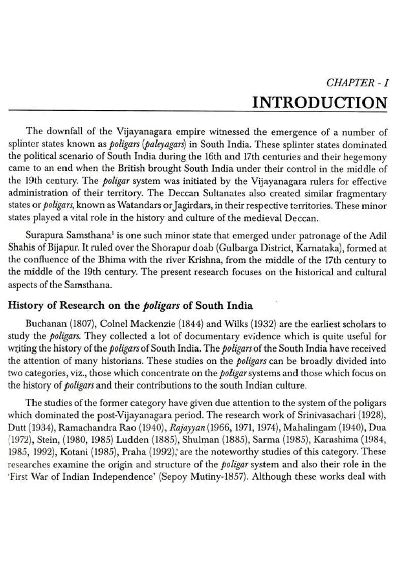 Surapura Samsthana- Historical and Archaeological Study of Poligar State in South India - Indya