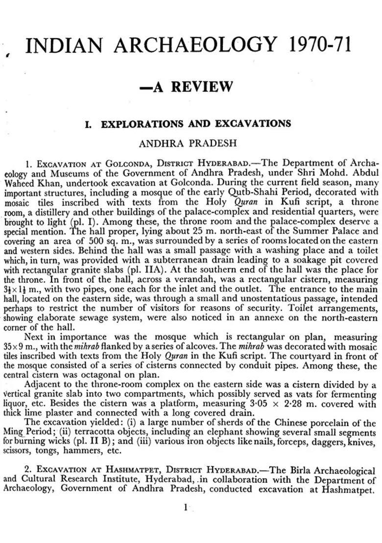 Indian Archaeology 1970-71 A Review (An Old and Rare Book) - Indya