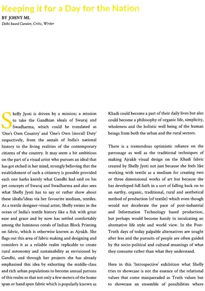 Revisiting Gandhi: The Art of Shelly Jyoti 2009-2018 (Swaraj, Khadi, Salt, Indigo: Symbols of Nations and Identity in Textile Art) - Indya