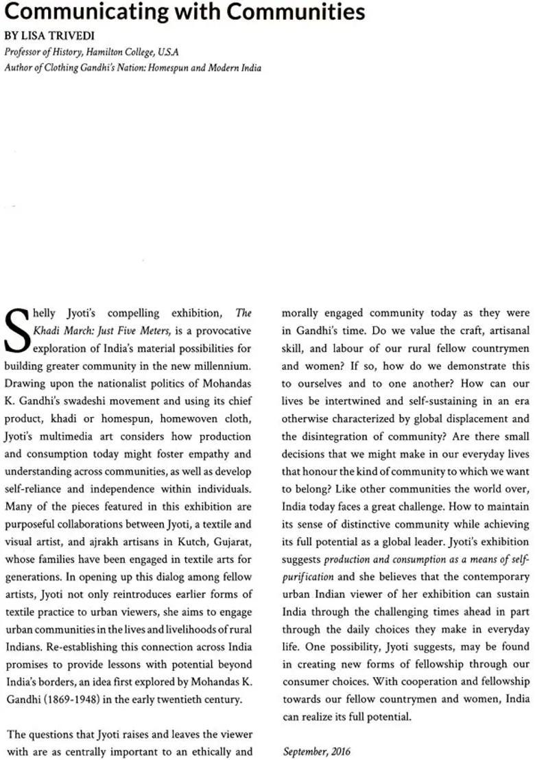 Revisiting Gandhi: The Art of Shelly Jyoti 2009-2018 (Swaraj, Khadi, Salt, Indigo: Symbols of Nations and Identity in Textile Art) - Indya