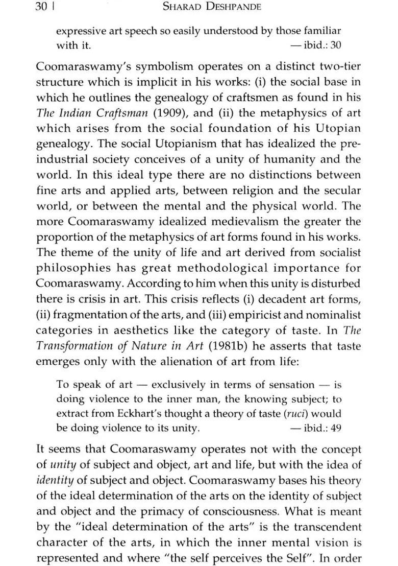 Art, Aesthetics and Philosophy (Reflections on Coomaraswamy) - Indya