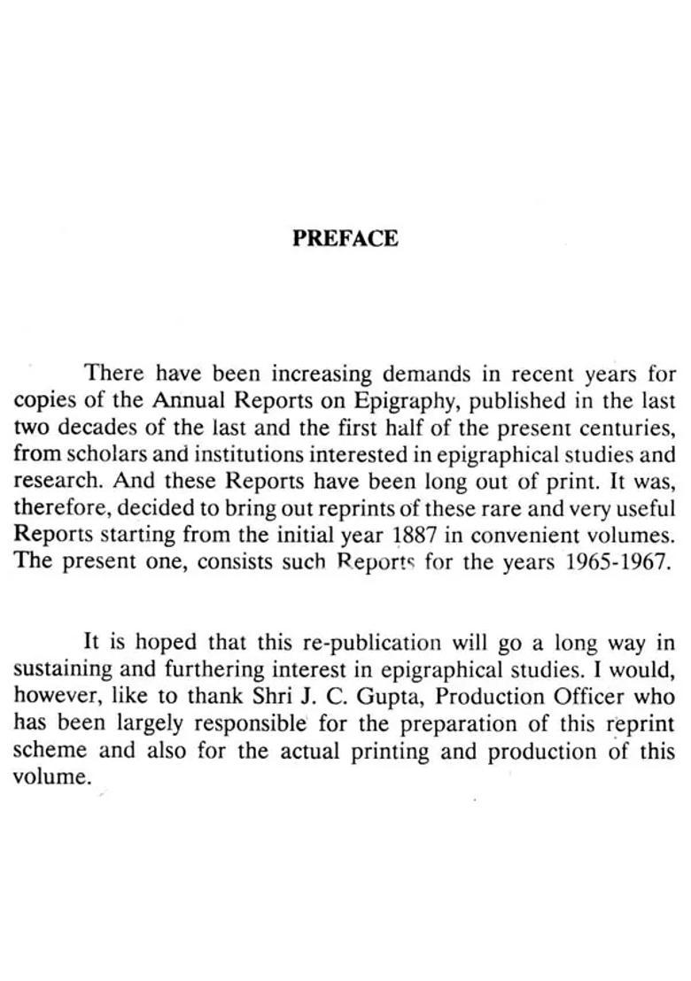 Annual Reports on Indian Epigraphy - 1965: 1967 (An Old and Rare Book) - Indya