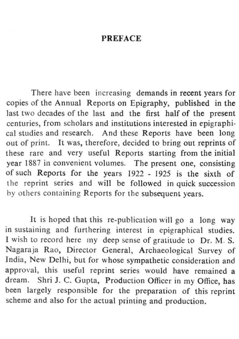 Annual Reports on Indian Epigraphy - 1922: 1925 (An Old and Rare Book) - Indya