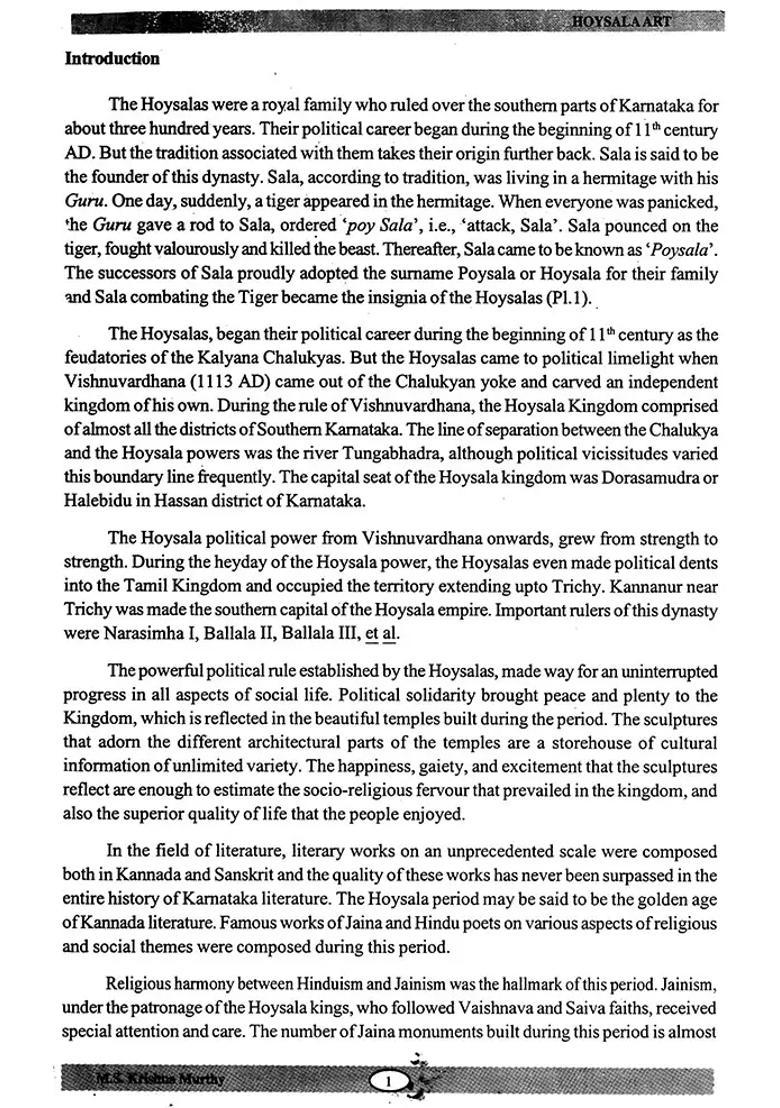 The Hoyasala Art - Indya