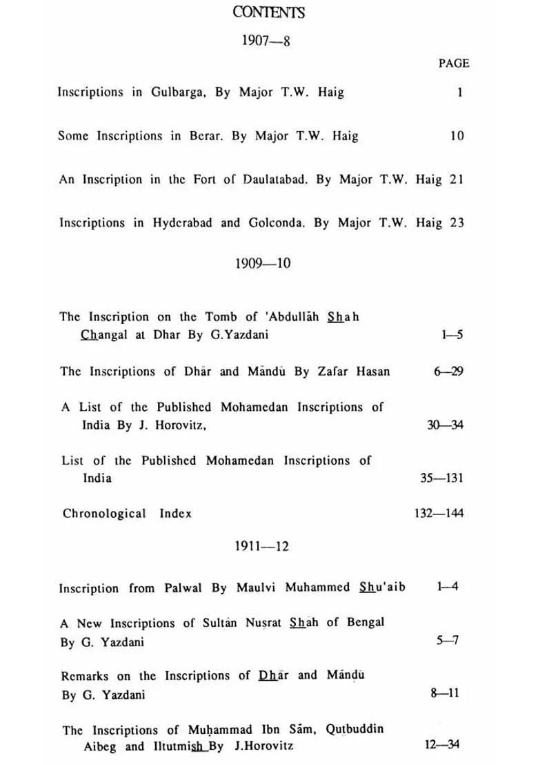 Epigraphia Indo-Moslemica - 1907 to 12 (An Old and Rare Book) - Indya