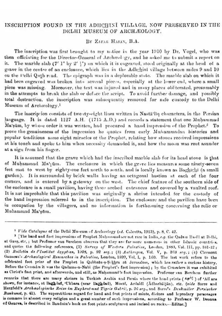 Epigraphia Indica - Arabic and Persian Supplement, 1913 to 20 (An Old and Rare Book) - Indya