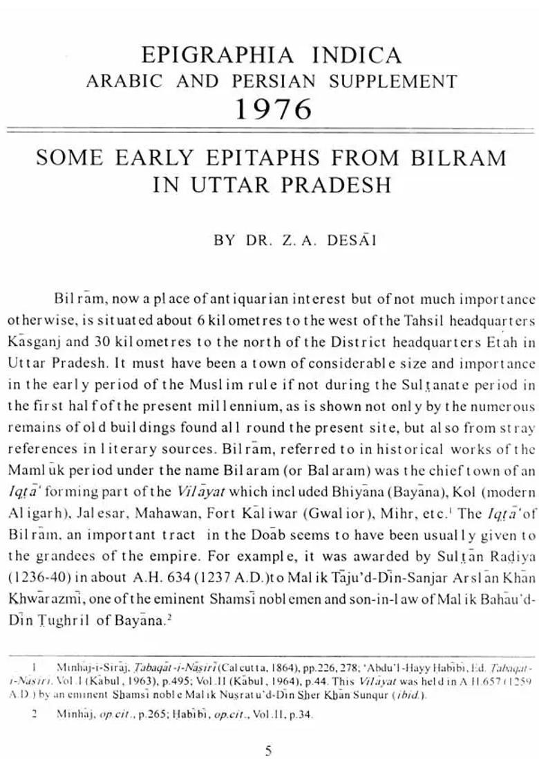 Epigraphia Indica - Arabic and Persian Supplement (1976) - Indya