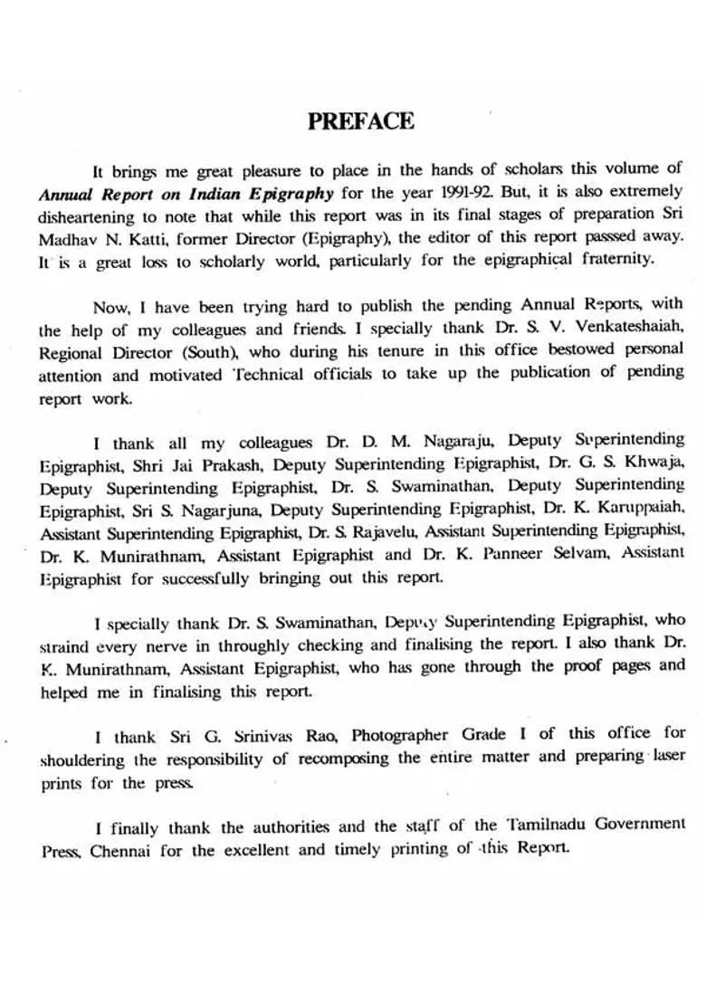 Annual Report on Indian Epigraphy For 1991-92 (An Old and Rare Book) - Indya