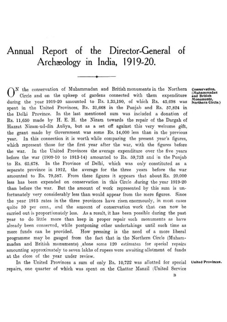 Annual Report of Archaeological Survey of India (1919-1920) - Indya