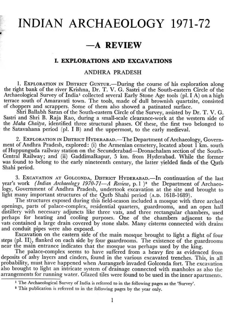 Indian Archaeology - 1971-72 A Review (An Old and Rare Book) - Indya