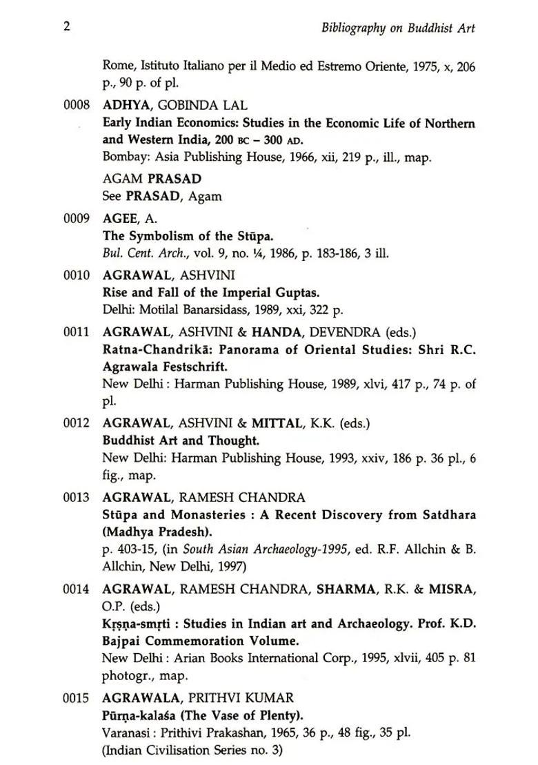 Bibliography on Indian Buddhist Art and Archaeology (General and Classified Under Geographical Sites) - Indya