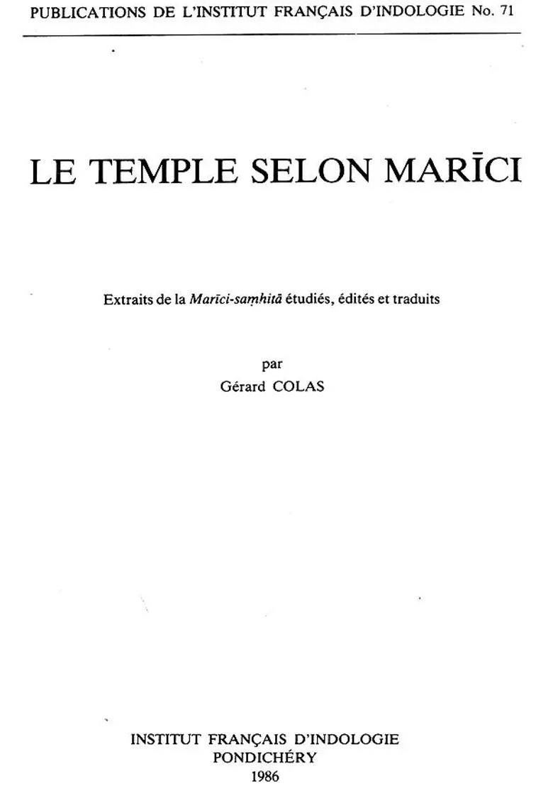 Le Temple Selon Marici (An Old and Rare Book) - Indya