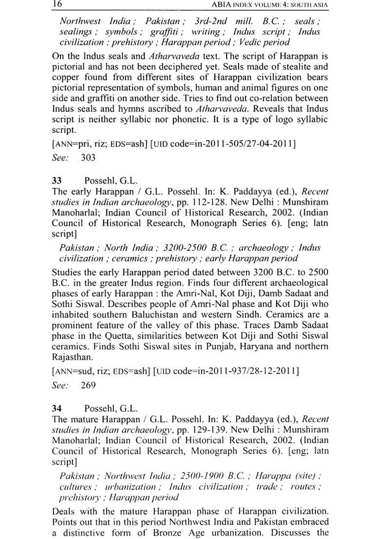 South and Southeast Asian Art and Archaeology Index (Volume Four) - Indya