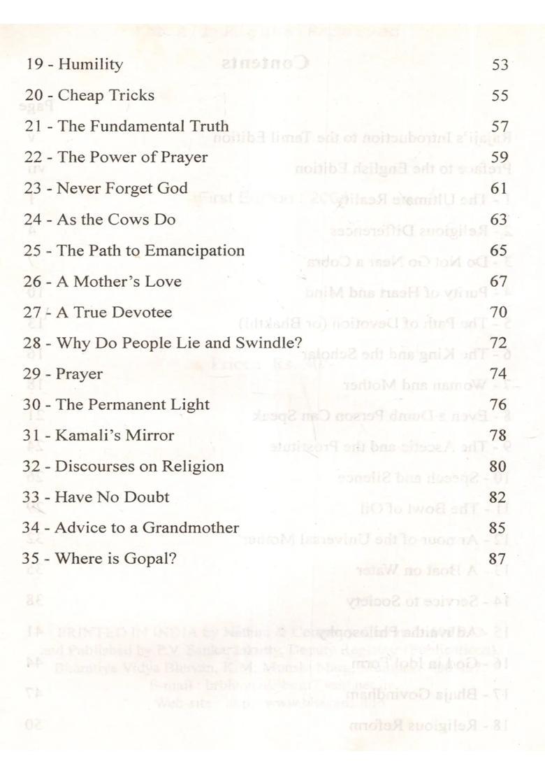 The Teachings of Raamakrishna Paramahamsa - Indya